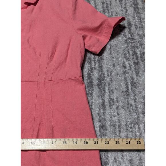 The TOG Shop Midi Shirt Dress Women Size 14P Pink Button Front Linen Blend - Picture 13 of 14